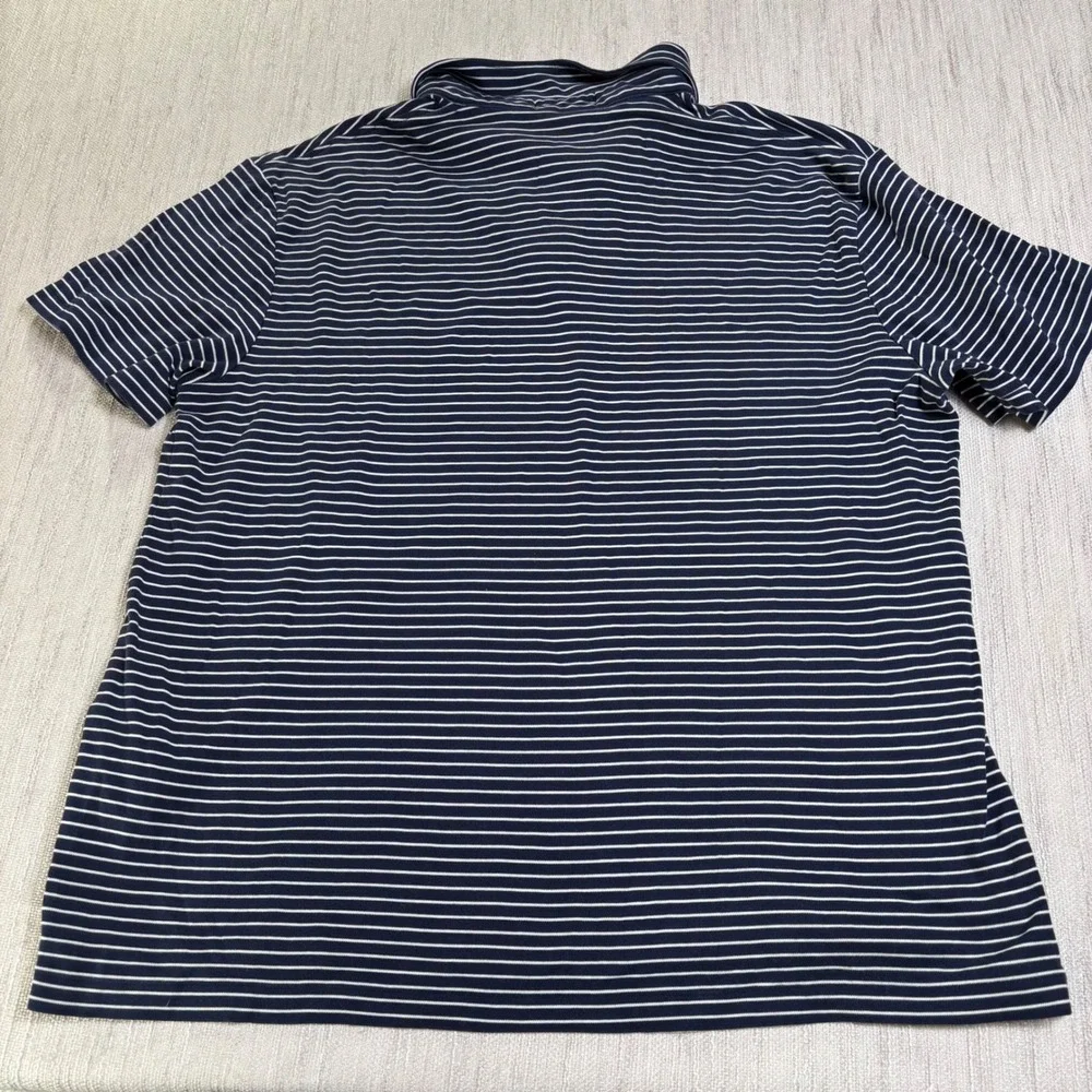 Polo Ralph Lauren Mens Large Navy Blue White Striped Short Sleeve Polo Shirt L - Picture 8 of 8